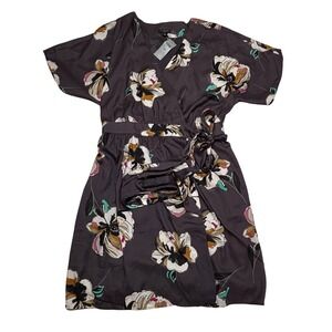 Ann Taylor Petite‎ Womens Dress Size Small Wrap Floral Purple Short Sleeve NWT